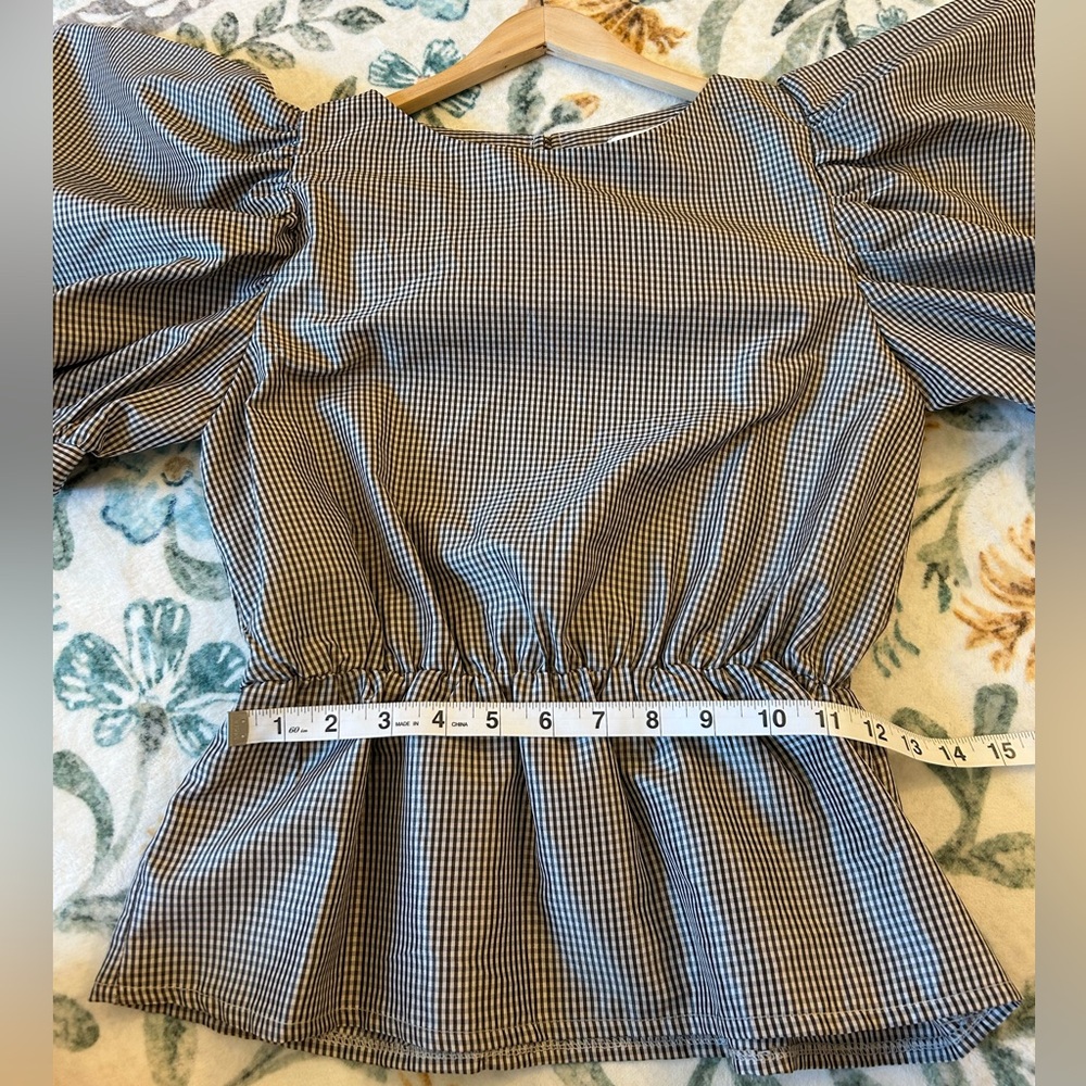 Topshop Black and Tan Checkered Plaid Blouse - Picture 11 of 13